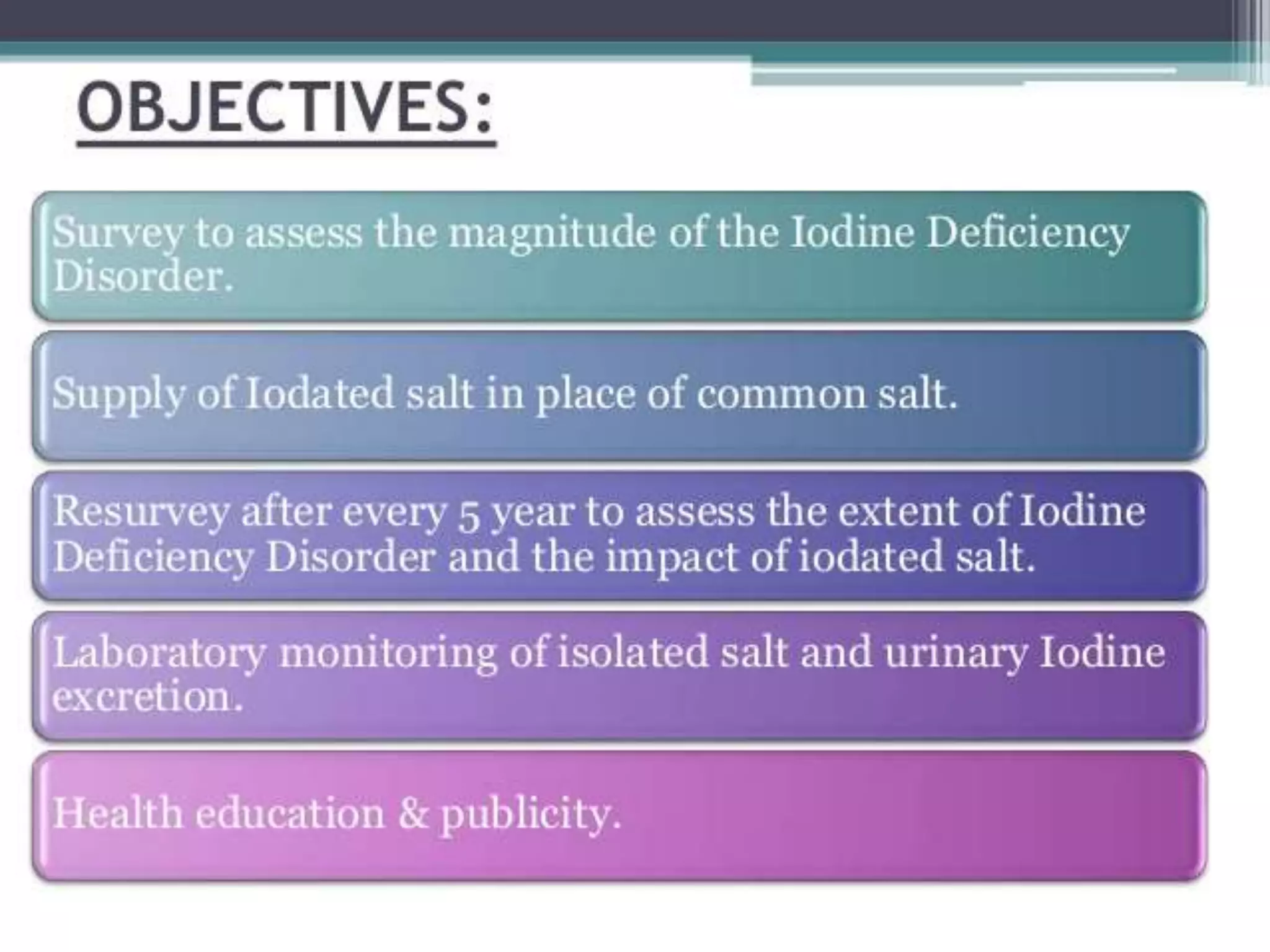 Iodine deficiency disorder control program