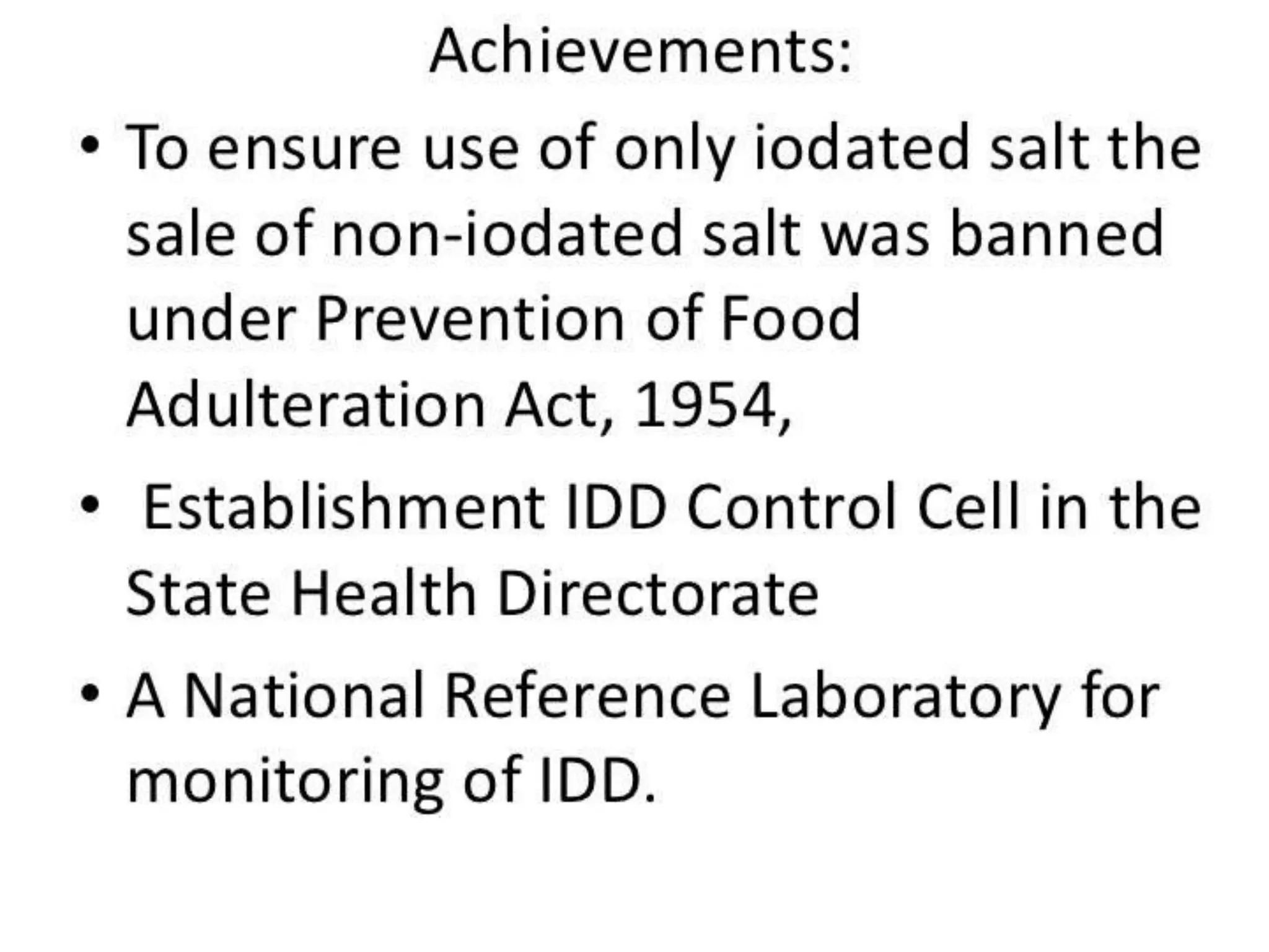 Iodine deficiency disorder control program