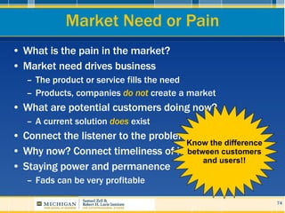 Market Need or Pain <ul><li>What is the pain in the market? </li></ul><ul><li>Market need drives business </li></ul><ul><u...