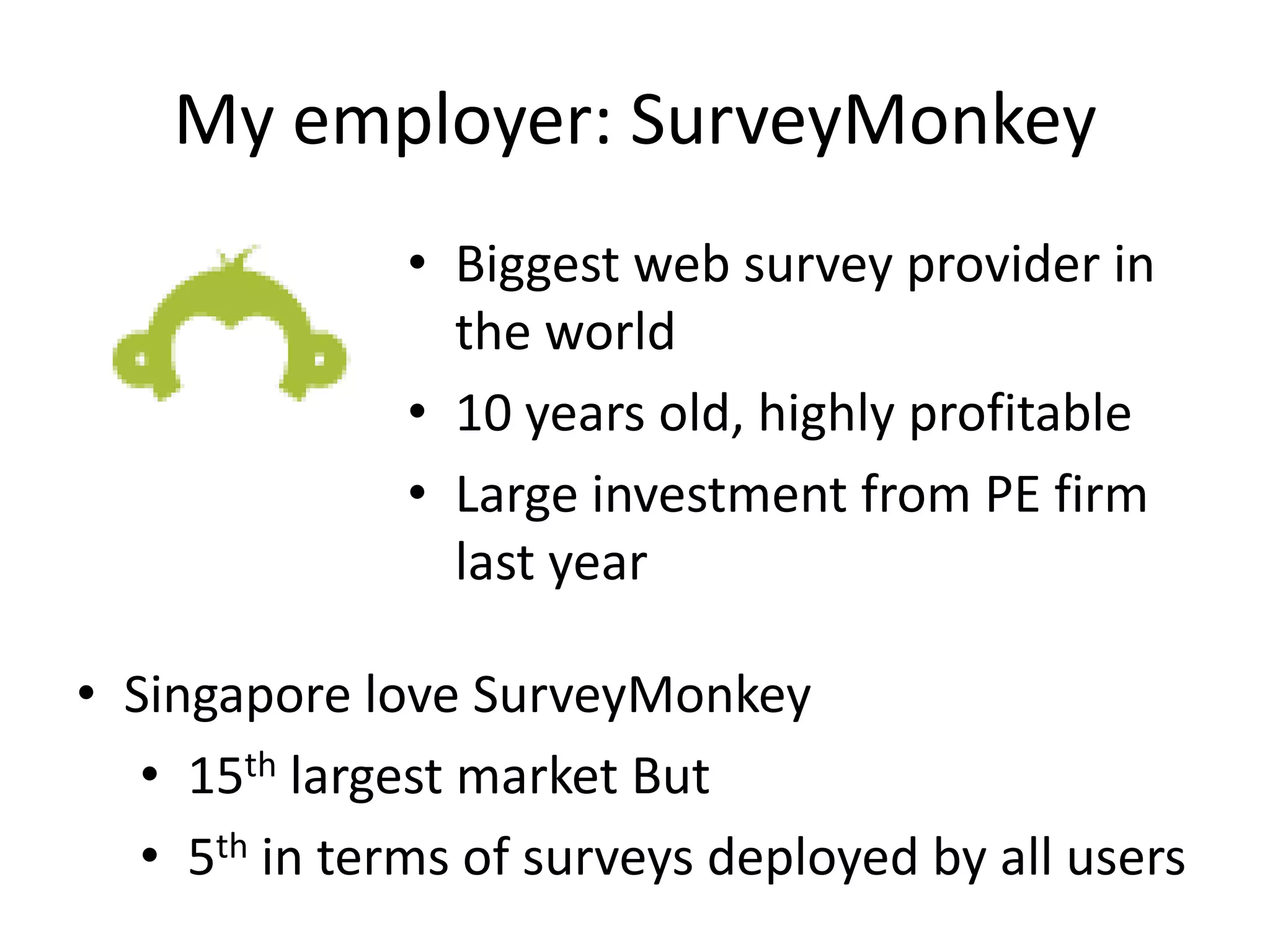 Acquired by Obopay in16 months2nd company: Precision PollingProblem: automated phone surveys costly and slow to setupIdea: self-serve phone pollsMarkets: politics, opinion research (healthcare, govt., call centers)$: pay per callSaaS startup catering to SMB