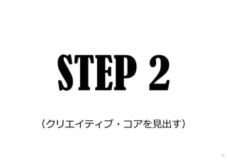 （クリエイティブ・コアを⾒出す）
77
 