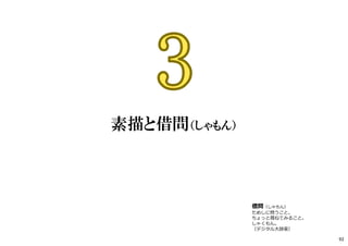 素描 と 借問
借問（しゃもん）
ちょっと尋ねてみること。
（デジタル大辞泉）
92
 
