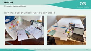 10
ideaChef
1- Innovation Management Games
How business problems can be solved???
@c2ginfo	
  #ideaChef	
  
 