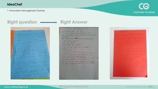 11
ideaChef
1- Innovation Management Games
Right question Right Answer
@c2ginfo	
  #ideaChef	
  
 