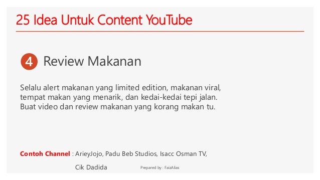25 Idea Content Untuk Youtube
