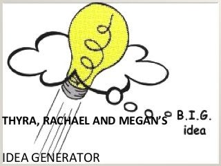 THYRA, RACHAEL AND MEGAN’S
IDEA GENERATOR
 