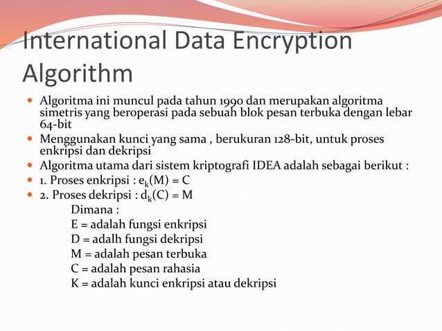 Idea (international data encryption algorithm) | PPT