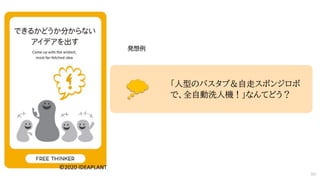 「人型のバスタブ＆自走スポンジロボ
で、全自動洗人機！」なんてどう？
発想例
50
 