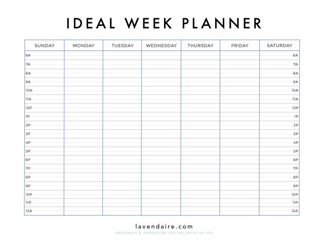 ideal week planner week planner