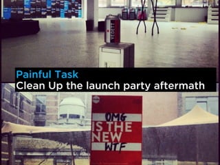 Painful Task
Clean Up the launch party aftermath
 