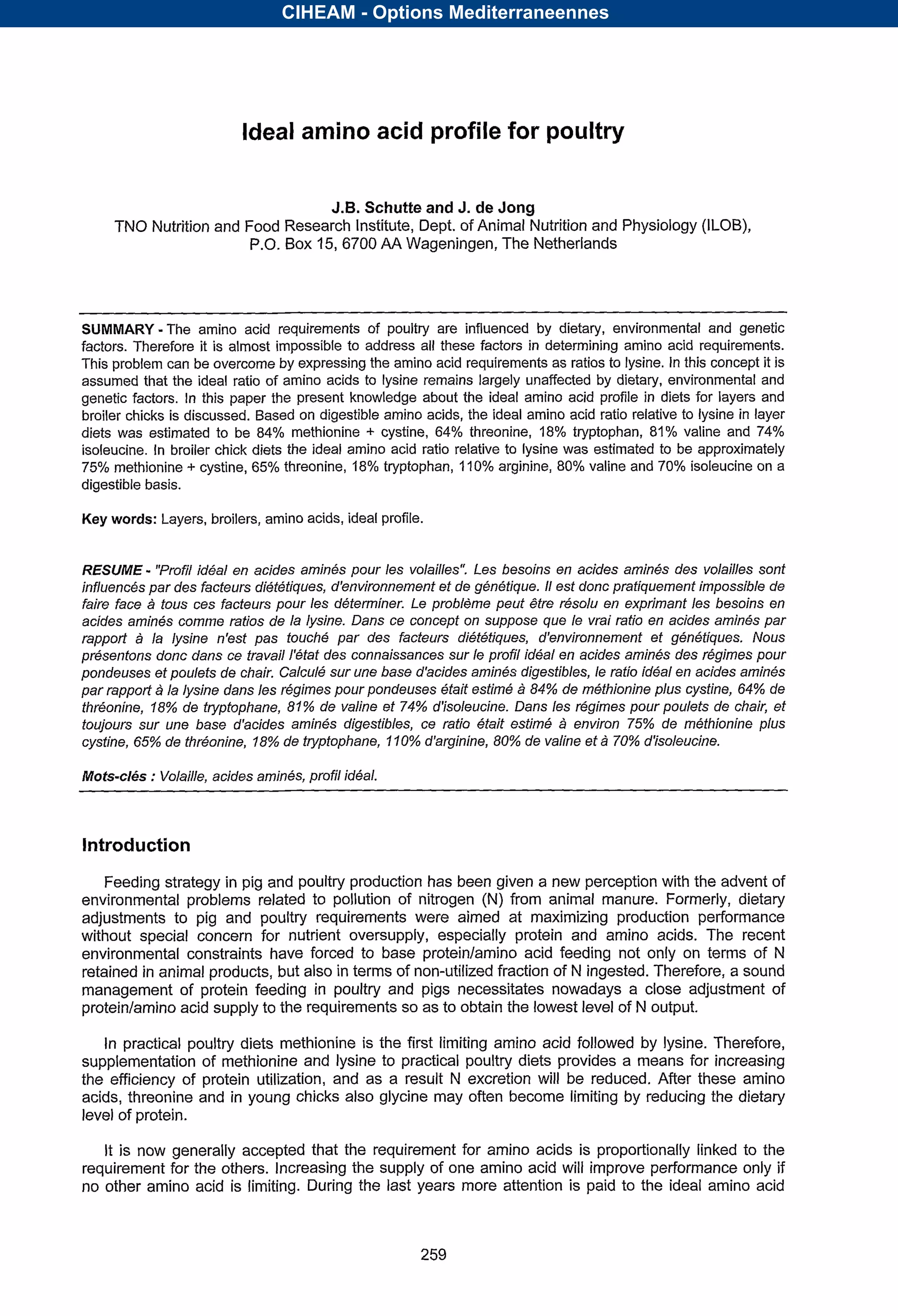 Amino Acid Requirements For Meat Quail Reference: Ideal Amino Acid Profile For Poultry