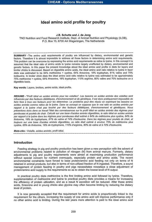 Ideal Amino Acid Profile For Poultry PDF