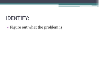 IDENTIFY:
• Figure out what the problem is
 
