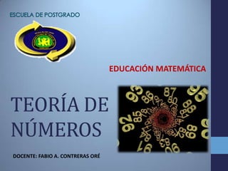 EDUCACIÓN MATEMÁTICA



TEORÍA DE
NÚMEROS
DOCENTE: FABIO A. CONTRERAS ORÉ
 