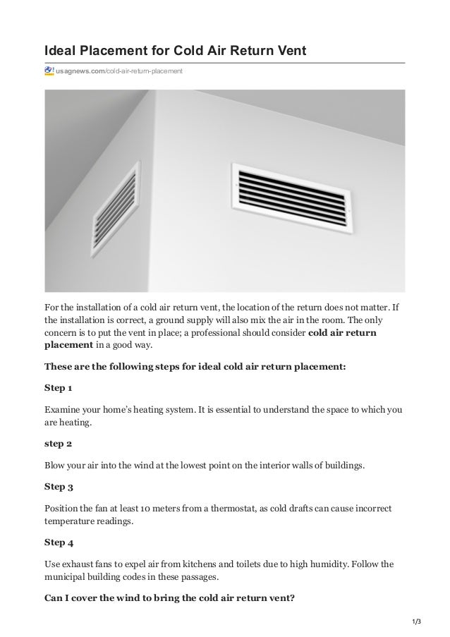 Ideal placement for cold air return vent