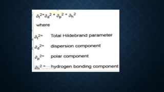 Ideal solubility parameter (solubility of drug part 2)