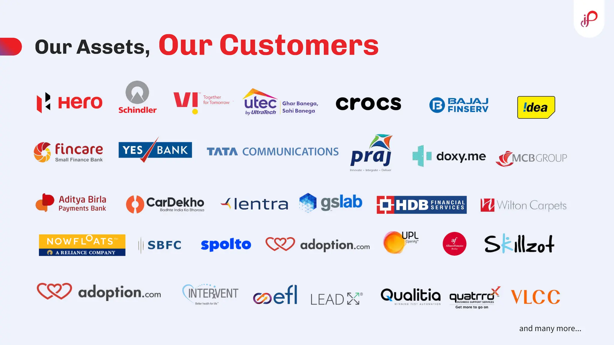 Our Assets, Our Customers
and many more...
 