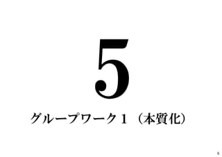 発展ブレスト
良案を発展させる
5-0
6
（アイデアの茫洋さが⾼い場合は）
 