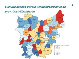 Evolutie aanbod gevuld winkeloppervlak in de
prov. Oost-Vlaanderen
 