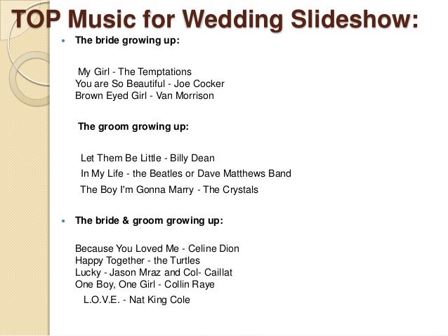 Ideas for-wedding-slideshow-songs