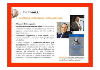 5. FENÓMENO COLABORATIVO -CROWDSOURCING

•   El Tsunami de los negocios.
•   Los consumidores tienen más poder e instrumen...