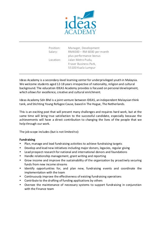 ideas academy development manager job description april application development manager job description