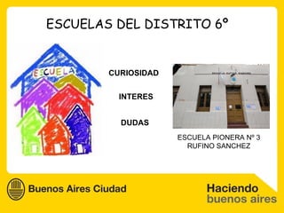 ESCUELAS DEL DISTRITO 6º CURIOSIDAD INTERES DUDAS ESCUELA PIONERA Nº 3 RUFINO SANCHEZ 