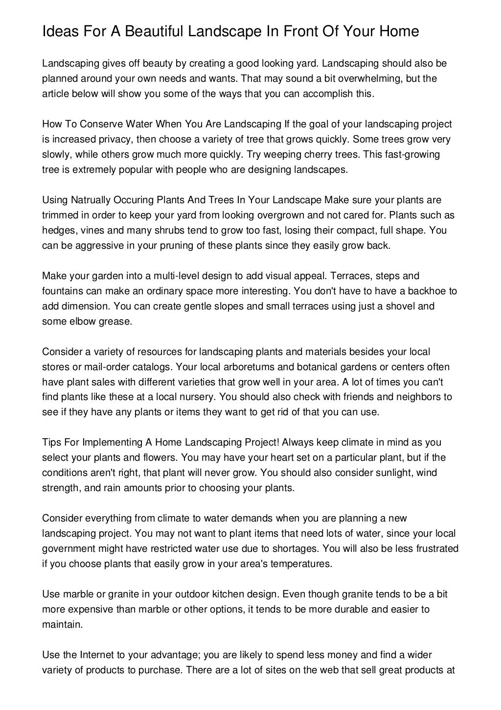 Ideas For A Beautiful Landscape In Front Of Your Home