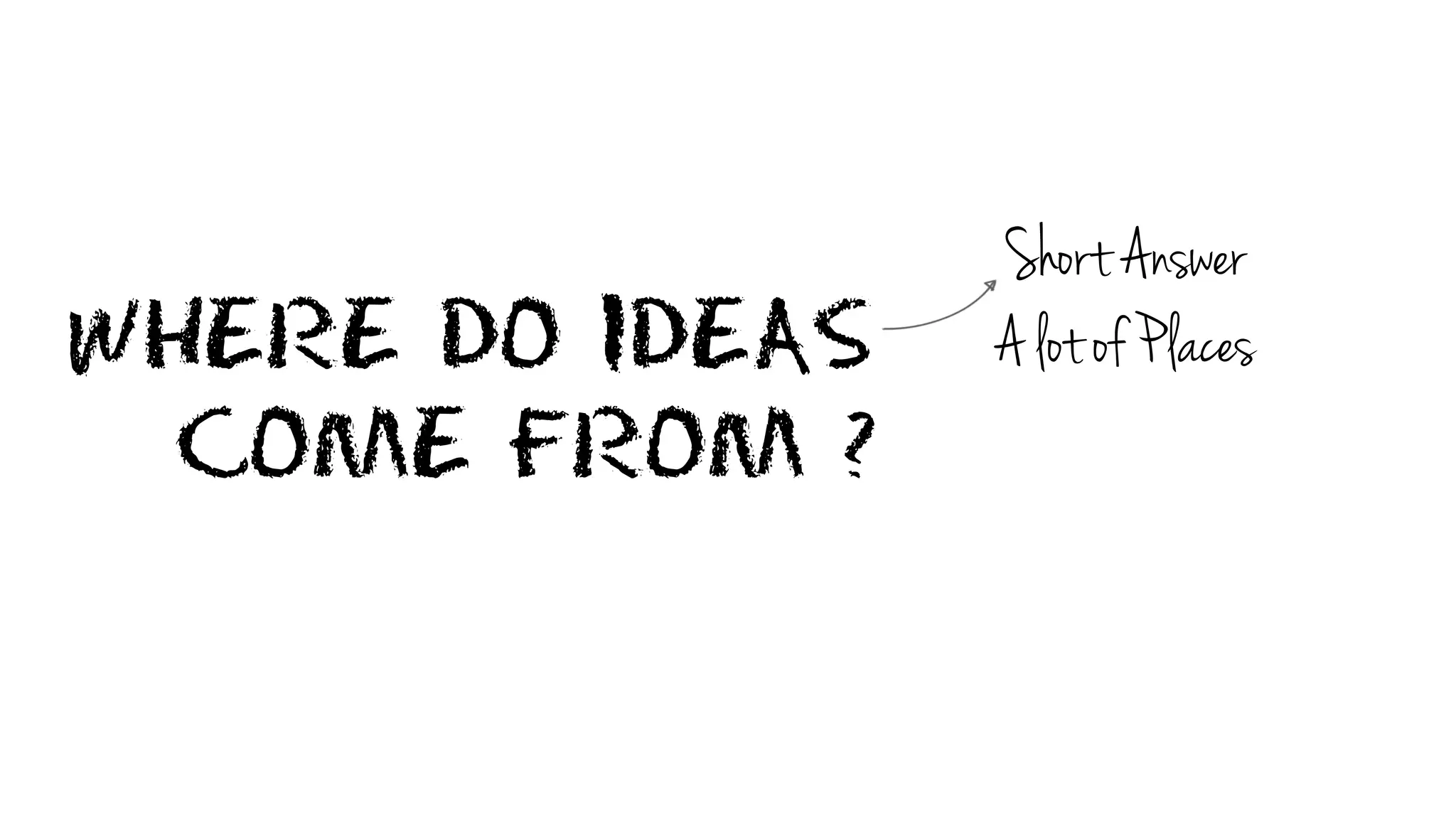 WHERE DO IDEAS
COME FROM ?
Short Answer
A lot of Places
