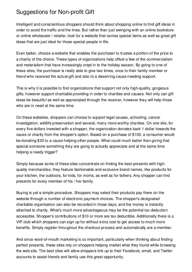 Suggestions for Nonprofit Gift