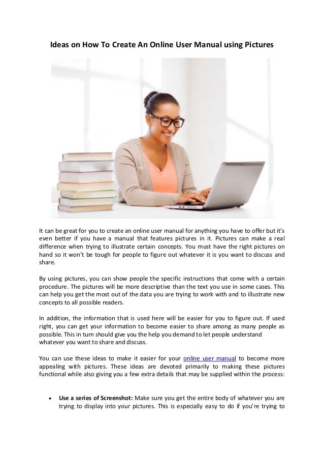 Ideas on how to create an online user manual using pictures