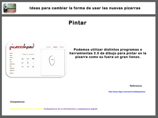 Pintar Podemos utilizar distintos programas o herramientas 2.0 de dibujo para pintar en la pizarra como su fuera un gran l...