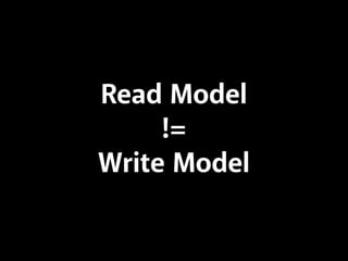 Read Model
!=
Write Model
 