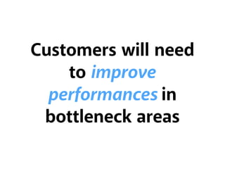Customers will need
to improve
performances in
bottleneck areas
 