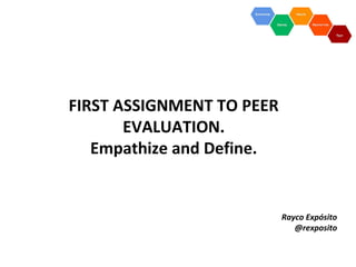 FIRST ASSIGNMENT TO PEER
EVALUATION.
Empathize and Define.
Rayco Expósito
@rexposito
 