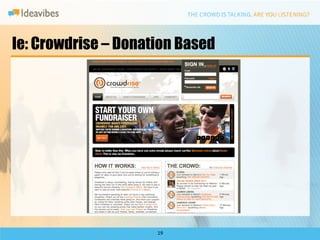 Ie: Crowdrise – Donation Based




                     19	
  
 