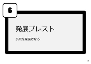 6

    発展ブレスト
    良案を発展させる




               35
 