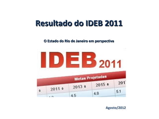 Resultado do IDEB 2011
  O Estado do Rio de Janeiro em perspectiva




                                      Agosto/2012
 