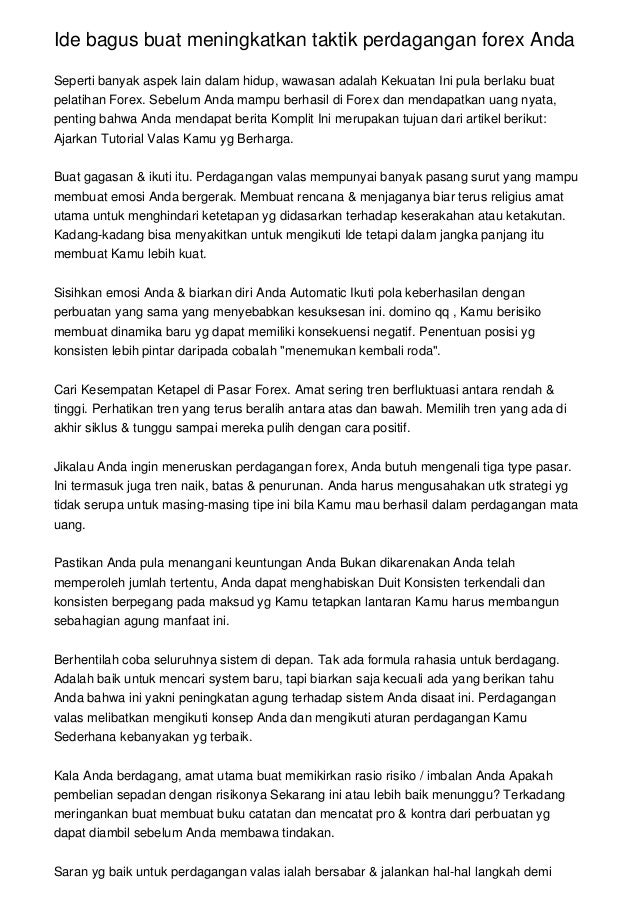 bisnis sista forex membawa sistem perdagangan