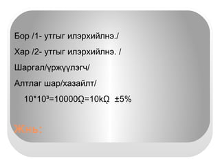 -УЛИ-нүүрсжүүлсэн , лакадсан хэмжилтийн резистор 