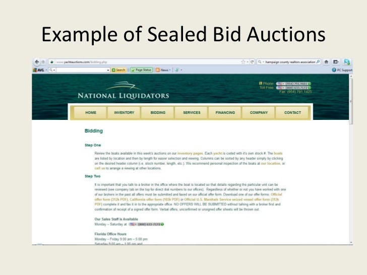 example of sealed bid auctions