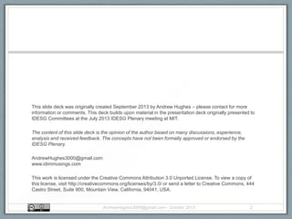 This slide deck was originally created September 2013 by Andrew Hughes – please contact for more
information or comments. ...