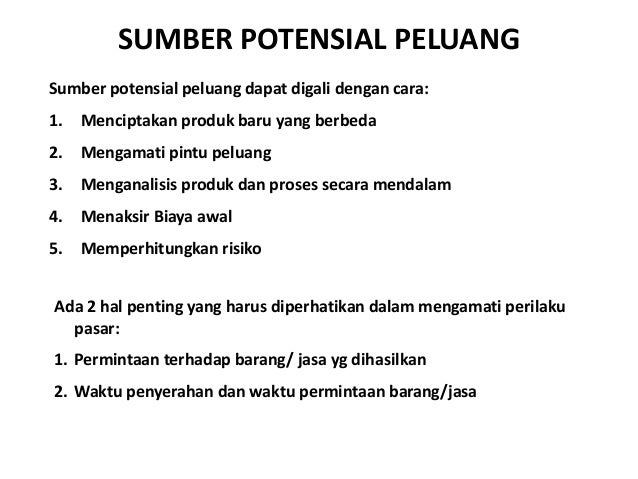 Ide dan peluang dlm kewirausahaan