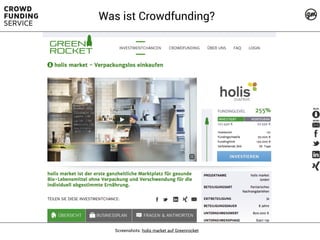 Screenshots: holis market auf Greenrocket
Was ist Crowdfunding?
 