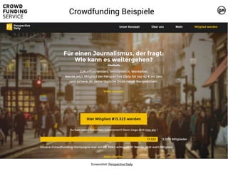 Screenshot: Perspective Daily
Crowdfunding Beispiele
 