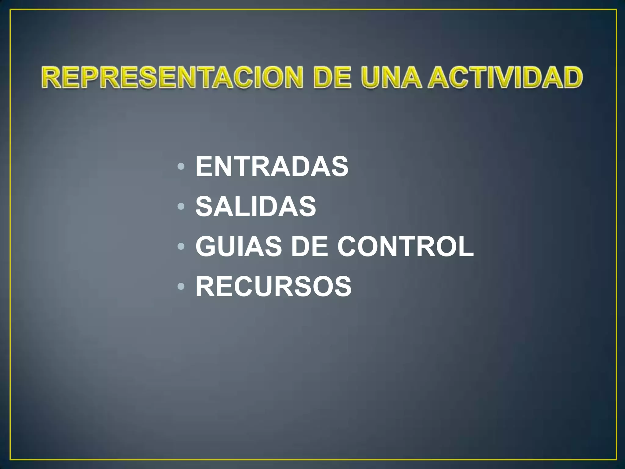•   ENTRADAS
•   SALIDAS
•   GUIAS DE CONTROL
•   RECURSOS
 
