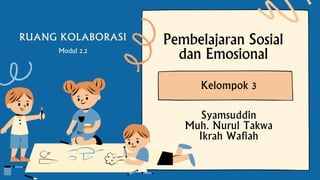 Pembelajaran Sosial
dan Emosional
Modul 2.2
RUANG KOLABORASI
Syamsuddin
Muh. Nurul Takwa
Ikrah Wafiah
Kelompok 3
 