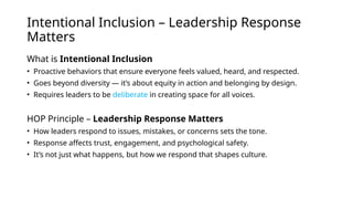 Intentional Inclusion and Leadership Response: Building Trust and ...