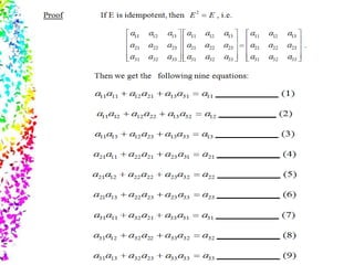 M3 Matrices Idempotent matrix in m3 z | PPTX