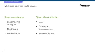 CORRETAGEM:ANÁLISE TÉCNICA
Melhores padrões multi-barras
Sinais ascendentes Sinais descendentes
• descendente
Triângulo
• Bandeira
• Cabeça e
Ombros superiores
• Retângulo
• Fundo do tubo • Reversão da Ilha
31
 